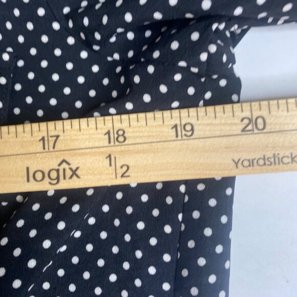 Fred David Black & White Polka Dot Button-Down Blouse Womens M Polyester Spandex - Picture 6 of 9